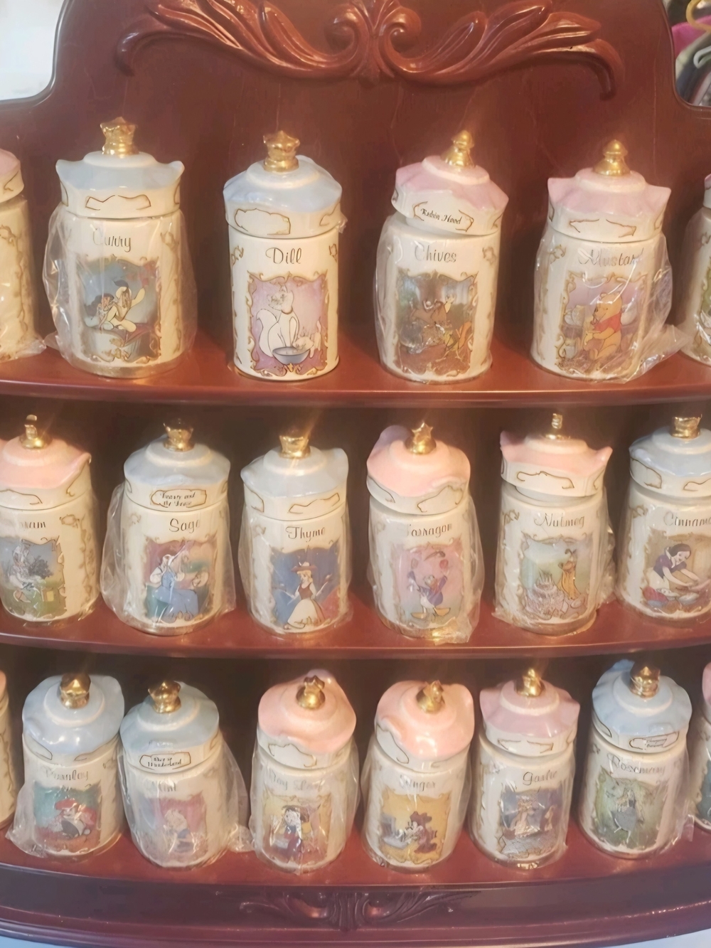 Disney Fine Porcelain Spice Jar Collection - White and Gold Accents